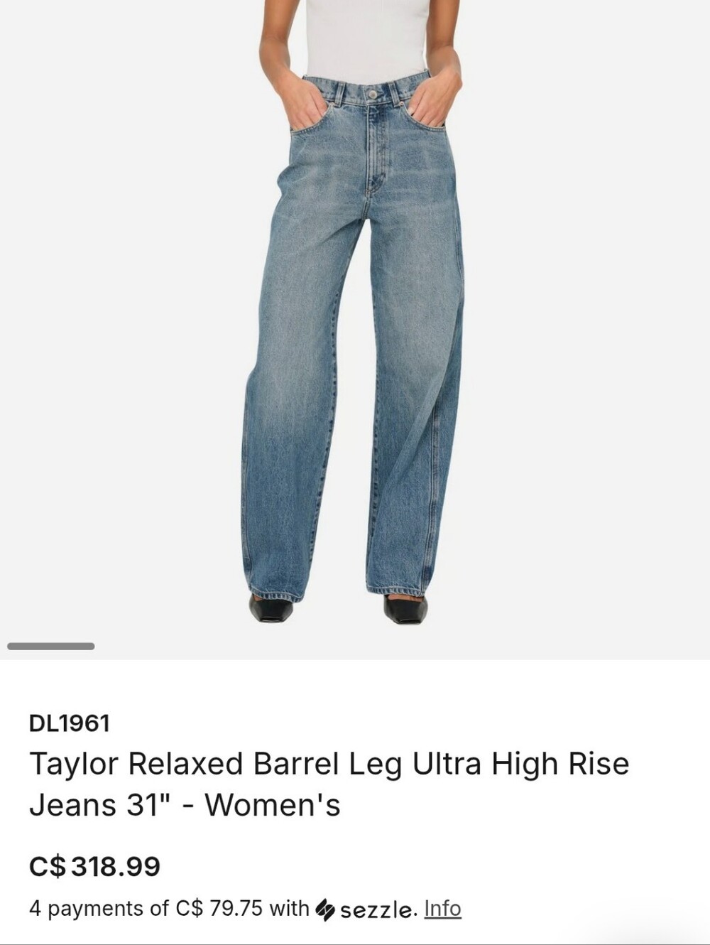 DL1961 Taylor Relaxed Barrel Leg Ultra High Rise Jeans